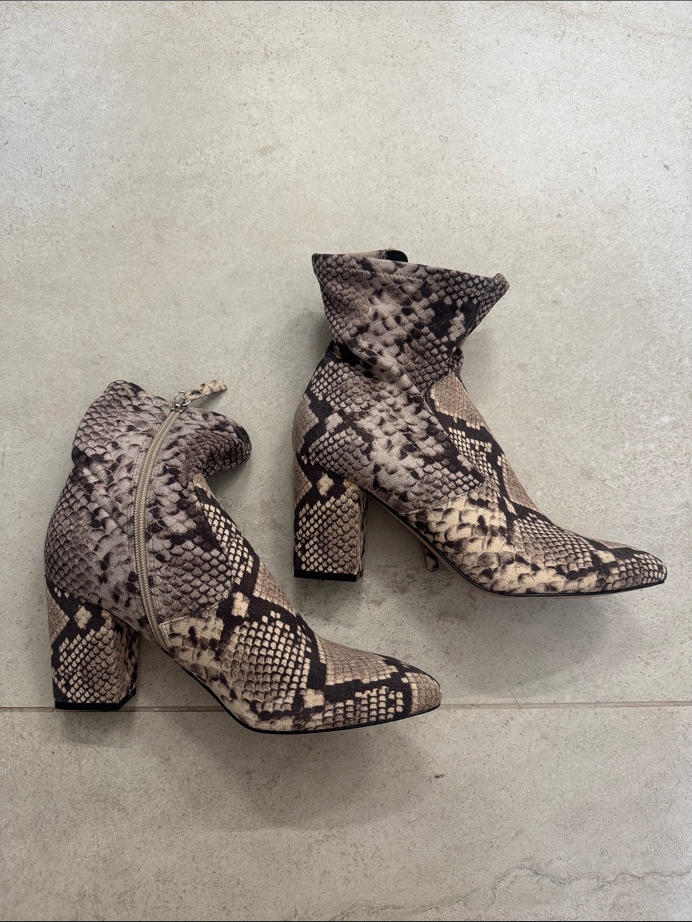 Steve Madden Snake-Print Ankle Booties in Tan & Black
